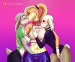  abs anthro anthro_on_anthro beastars blush bottomwear breast_grab breast_size_difference breasts brown_sclera cake_obsession clothed clothing crop_top crossover disney domestic_rabbit ear_piercing eyes_closed female female/female fingering fingering_partner fur gradient_background grey_body grey_fur group hand_behind_back hand_in_pants hand_on_breast haru_(beastars) hi_res judy_hopps kissing lagomorph leporid lola_bunny looney_tunes mammal midriff muscular muscular_female orange_body orange_fur oryctolagus pants piercing purple_background rabbit scut_tail shirt simple_background t-shirt topwear vaginal vaginal_fingering warner_brothers white_body white_fur zootopia 