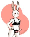  alpha_channel anthro beastars blush bonetired3 bra breasts cleavage clothed clothing dildo domestic_rabbit female front_view fur hand_on_hip haru_(beastars) lagomorph leporid mammal oryctolagus portrait rabbit sex_toy simple_background smile solo strapon three-quarter_portrait transparent_background underwear white_body white_fur 