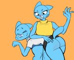  anthro blue_body blue_fur bottomless butt cartoon_network clothed clothing daughter domestic_cat duo felid feline felis female female/female fur hi_res mammal mary_senicourt mature_female mother mother_and_child mother_and_daughter nicole_watterson parent parent_and_child spank_marks spanking the_amazing_world_of_gumball zambs 