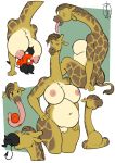  2020 anthro belly big_belly big_breasts breasts female female_pred freckles_(artist) genitals giraffe giraffid head_between_breasts hi_res imp larger_female long_tongue looking_pleasured male male_prey mammal navel neck_bulge nipples oral_vore pussy sequence size_difference slightly_chubby smaller_male swallowing tongue vore 