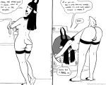  2020 anthro ass_up bovid breasts clothing comic dialogue english_text female fur genitals hair horn looking_back mammal miss_thompson_(tegerio) nipples nude pussy solo talking_to_viewer tegerio text washing_machine 