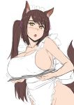  absurd_res animal_humanoid apron apron_only big_breasts blush bow breasts canid canid_humanoid canine canine_humanoid cleavage clothed clothing crossed_arms female hi_res huge_breasts humanoid mammal mammal_humanoid mostly_nude nao_(artist) simple_background solo white_background 