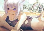  animal_ears catgirl hololive misaki_nonaka nekomata_okayu swimsuit tail wet 