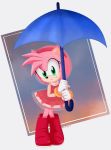  2019 absurd_res accessory amy_rose anthro boots clothing eulipotyphlan female footwear gloves green_eyes hair_accessory hairband handwear hedgehog hi_res mammal montyth signature smile solo sonic_the_hedgehog_(series) umbrella video_games 