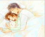  bertolt_hoover blanket jpeg_artifacts pajamas pillow shingeki_no_kyojin sleeping spooning stuffed_toy under_covers ymir_(shingeki_no_kyojin) 