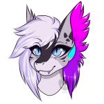  alpha_channel anthro blue_eyes cute_face digital_drawing_(artwork) digital_media_(artwork) dragon favle female fur headshot hi_res icon inner_ear_fluff multicolored_body multicolored_fur shaded simple_background smile solo sticker teeth_showing transparent_background tuft watermark xizzy 