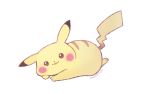  :3 ayu_(mog) english_commentary gen_1_pokemon looking_at_viewer mixed-language_commentary no_humans pikachu pokemon pokemon_(creature) signature simple_background smile solo white_background 