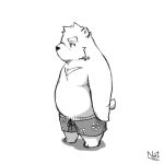  2012 anthro belly bottomwear clothing male mammal nat10730 overweight overweight_male shorts simple_background solo ursid white_background 