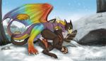  absurd_res avian bird dragon duo feral gabrielgryphon gryphon hi_res lizard male male/male mythological_avian mythology raynar reptile scalie tiger_blueberry 