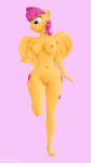  3d_(artwork) 9:16 anthro big_breasts breasts cutie_mark digital_media_(artwork) equid equine female friendship_is_magic genitals hi_res looking_back mammal my_little_pony nipples nude pegasus pinkierawr pussy scootaloo_(mlp) simple_background solo wide_hips wings 