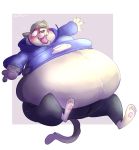  absurd_res anthro belly big_belly blush chubby_cheeks claws clothed clothing domestic_cat embarrassed felid feline felis fur grey_body grey_fur hi_res hoodie male mammal midriff moobs morbidly_obese morbidly_obese_male obese obese_male open_mouth overweight overweight_male shoutmilo solo surprise tongue topwear torn_clothing toxi weight_gain wide_hips 