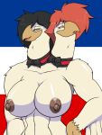  2_heads accipitrid accipitriform anthro avian bird collar collar_only commander different_color droll3 eagle female hair hair_over_eye hi_res multi_head nude one_eye_obstructed ribbons solo winged_arms wings world_war world_war_1 world_war_2 yugoslavia 