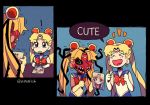  ! &gt;_&lt; 2girls bishoujo_senshi_sailor_moon blonde_hair blood blue_sailor_collar choker collar crescent crescent_earrings derivative_work diadem double_bun earrings english_text extra_teeth from_side gloves hair_ornament heart heart_choker horror_(theme) jewelry looking_at_viewer monster multiple_girls open_mouth pencil red_choker sailor_collar sailor_moon sailor_moon_redraw_challenge sailor_senshi sailor_senshi_uniform screencap_redraw sharp_teeth smile solo speech_bubble spiked_collar spikes teeth tentacle_hair tsukino_usagi twintails twitter_username upper_body viiperfish white_gloves 