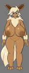  absurd_res anthro areola big_breasts breasts brown_body brown_fur brown_nipples colored eevee female full-length_portrait fur genitals hi_res neutral_expression nintendo nipples nude pok&eacute;mon pok&eacute;mon_(species) portrait pussy quin-nsfw solo video_games 