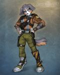  2018 5_fingers abluedeer anthro black_nose blue_eyes canid canine canis clothed clothing domestic_dog fingers hi_res male mammal solo standing 