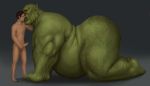  all_fours balls belly big_butt butt dagapuff duo erection fan_character genitals hairy human humanoid kissing male male/male mammal muscular nightmare_fuel orc penis size_difference what 