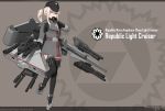  1girl belt black_gloves black_headwear black_legwear blonde_hair blue_eyes brown_belt coat english_commentary full_body gloves grey_coat hat highres long_sleeves machinery mecha_musume original personification ponytail sidelocks solo standing star_wars thighhighs vectorek weapon 