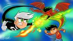  16:9 2020 4_fingers american_dragon:_jake_long angry black_hair breath_powers butch_hartman claws clenched_teeth clothed clothing crossover danny_fenton danny_phantom death_battle disney dragon duo elemental_manipulation energy fight fingers fire fire_breathing fire_manipulation fist forked_tongue ghost green_eyes green_highlights grey_claws hair hi_res highlights_(coloring) human jake_long male mammal membrane_(anatomy) membranous_wings nickelodeon open_mouth red_body signature simple_background spirit superhero teeth tongue white_hair widescreen wings 