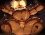animatronic anthro areola avian beak big_breasts big_butt bird bootydox breasts brown_areola brown_nipples butt butt_from_the_front chicken empty_eyes female five_nights_at_freddy&#039;s five_nights_at_freddy&#039;s_4 galliform gallus_(genus) glowing glowing_eyes hi_res huge_breasts jack-o-chica_(fnaf) looking_at_viewer machine navel nipples phasianid robot scottgames sharp_teeth slightly_chubby solo teeth thick_thighs wide_hips yellow_body yellow_eyes