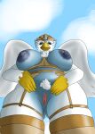 accipitrid accipitriform avian big_breasts bird breasts clothing eagle elelite eris_(legends_of_chima) female first_person_view genitals hi_res humanoid legends_of_chima lingerie nipple_piercing nipples piercing pussy simple_background solo