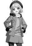  1girl alternate_costume antenna_hair greyscale looking_at_viewer monochrome onkn_sxkn open_mouth simple_background smile solo sukuna_shinmyoumaru touhou white_background 