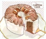  cake cake_slice chiffon_cake commentary food food_focus fork highres icing miri_illust mont_blanc_(food) no_humans original plate 
