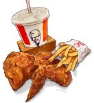  absurdres chicken_(food) cup disposable_cup drinking_straw food food_focus french_fries fried_chicken highres kfc miri_illust no_humans original 