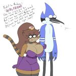 1:1 2023 absurd_res anthro armwear avian bare_shoulders beak big_breasts bird black_nose blue_jay bodily_fluids breasts brown_body brown_fur brown_hair cartoon_network choker cleavage clothed clothing corvid crossgender crown dialogue dress duo elbow_gloves english_text eyebrow_through_hair eyebrows female fully_clothed fur gloves hair handwear headgear hi_res huge_breasts jay_(bird) jewelry legs_together long_hair looking_at_viewer male male/female mammal mario_bros markings mordecai_(regular_show) mtf_crossgender necklace new_world_jay nintendo open_mouth oscine passerine procyonid raccoon regular_show rigbette_(benson_dancing) rigby_(regular_show) sash simple_background sivilcore smile standing striped_markings striped_tail stripes super_crown sweat sweatdrop tail tail_markings text thick_thighs translucent translucent_hair white_background wide_hips