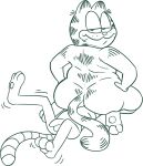 2023 3_toes anthro anthro_on_anthro arms_bent balls bent_legs big_butt big_eyes biped butt digital_drawing_(artwork) digital_media_(artwork) domestic_cat duo eyelids eyes_mostly_closed faceless_anthro faceless_character faceless_male facesitting facial_markings feet felid feline felis flaccid freckles freckles_on_face fur garfield_(series) garfield_the_cat genitals hand_on_hip hand_on_own_hip head_markings head_turned hi_res humanoid_genitalia humanoid_penis intraspecies kneeling looking_at_viewer looking_back looking_back_at_viewer male male/male male_anthro male_on_bottom male_on_top mammal markings monochrome motion_lines motion_outline mouth_closed narrowed_eyes nermal_(garfield) nude nude_anthro nude_male on_bottom on_top overweight overweight_anthro overweight_male pawpads penis plantigrade prick_ears questionable_consent redout sitting_on_another smile smiling_at_viewer smirk striped_back striped_body striped_face striped_fur striped_inner_ear striped_markings striped_shoulders striped_tail stripes struggling tabby_cat tail tail_markings thick_thighs three-quarter_view toes