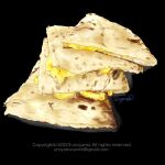  artist_name black_background cheese copyright_notice email_address food food_focus highres naan_bread no_humans original simple_background uroyama_(macrophage) 
