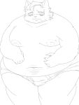 anthro belly belly_hair body_hair bulge clothing cyberconnect2 doktor_blutwurst domestic_cat felid feline felineko felis fuga:_melodies_of_steel hi_res inverted_nipples kemoduelist line_art little_tail_bronx male mammal moobs navel nipples overweight solo thick_thighs underwear