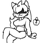 anthro bangs black_clothing black_panties black_underwear canid canine canis clothed clothing crop_top crop_top_sweater crossed_legs female hair hidden_eyes long_hair magyma mammal panties partially_clothed shirt solo solo_focus sweater topwear underwear wolf