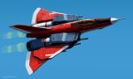  absurdres aircraft airplane blue_sky day fighter_jet highres hozumi_sousei jet military_vehicle no_humans outdoors raiden_(series) raiden_mk-ii sky solo vehicle_focus 