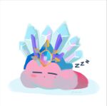  blizzard_ice_kirby closed_eyes closed_mouth ice_kirby kirby kirby_(series) kirby_and_the_forgotten_land sleeping tumblr_username white_background 
