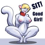 anthro breasts crouching felid feline female genitals hi_res mammal mind_control pksecretspot pussy solo spiral_eyes spread_legs spreading tongue tongue_out