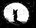 2023 5:4 anthro bridge canid canine detailed_background digital_media_(artwork) disney fox grass hand_in_pocket ivy_(plant) male mammal monochrome nick_wilde plant pockets rear_view red_fox restricted_palette silhouette solo tangerine_(artist) tree zootopia