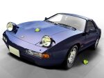  blue_car car directman headlight leaf motor_vehicle no_humans original porsche porsche_928 race_vehicle vehicle_focus 