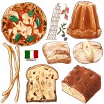  berry bread building cheese dessert food food_focus highres italian_flag leaf leaning_tower_of_pisa miri_illust no_humans original pastry 