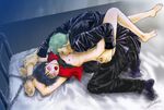  2boys anal arm_grab arms_up bdsm black_hair blush bondage bottomless bound bound_wrists crying cum cumdrip eyes_closed green_hair licking male male_focus monkey_d._luffy monkey_d_luffy multiple_boys no_panties one_piece rape roronoa_zoro screaming sex skinny tears yaoi 