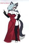 anthro big_breasts blush breasts canid canid_demon canine clothing demon dress female hellhound helluva_boss hi_res loona_(helluva_boss) mammal pace-maker small_waist solo thick_thighs wide_hips