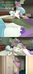 3d_(artwork) absurd_res anthro anthro_on_anthro anthro_penetrated anthro_penetrating anthro_penetrating_anthro anthrofied bed big_breasts biped bodily_fluids breasts butt coco_pommel_(mlp) comic cum digital_media_(artwork) english_text equid equine female female_penetrated fingers friendship_is_magic furniture genital_fluids hasbro hi_res male male/female male_penetrating male_penetrating_female mammal my_little_pony papadragon69 penetration pupil scalie sex spike_(mlp) text