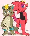 anal anal_beads animal_crossing anthro balls beaver blonde_hair blue_eyes blush bottomless boxers_(clothing) boxers_down boxers_only brown_body brown_fur butt c.j._(animal_crossing) chameleon clothed clothing duo ear_piercing ear_ring erection flick_(animal_crossing) foreskin fur genitals hair hi_res horn lizard male male/male mammal nintendo penis piercing red_body reptile ring_piercing rodent scalie sex_toy tbid topless topwear underwear underwear_only vest