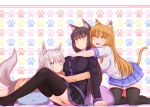  animal_humanoid big_breasts blush bottomwear breasts canid canid_humanoid canine canine_humanoid cat_humanoid clothed clothing felid felid_humanoid feline feline_humanoid female group hi_res humanoid looking_at_viewer mammal mammal_humanoid nao_(artist) skirt 