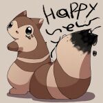 2024 biped blush brown_body brown_fur feral fur furret generation_2_pokemon hi_res holidays ke_mo_suke kemono new_year nintendo pokemon pokemon_(species) simple_background solo text