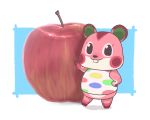  1girl animal_ears apple apple_(doubutsu_no_mori) doubutsu_no_mori food fruit furry hamster hamster_ears highres kotobukkii_(yt_lvlv) solo teeth white_background 