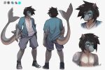 absurd_res anthro bottomwear cetacean clothing dolphin footwear hi_res kudos_(kudosmsgp) male mammal marine nigami shirt shoes shorts smile solo solo_focus toothed_whale topwear wet