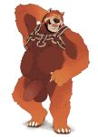 2023 4_fingers 4_toes ailurid anthro averagezebraboy balls chubby_anthro chubby_male digital_drawing_(artwork) digital_media_(artwork) feet fingers full-length_portrait genitals harness hi_res male mammal mostly_nude pinup portrait pose red_panda sagethebear sketch slightly_chubby solo toes