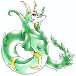  animal_focus closed_mouth colored_skin english_commentary green_skin highres imbigdavetoo leaf no_humans pokemon pokemon_(creature) red_eyes serperior simple_background snake tail white_background 