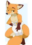  anthro canid canine claws diaper disney fox hi_res looking_at_viewer male mammal nick_wilde nyanyakotarou paws poking solo zootopia 
