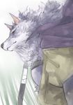  2020 canid canine canis clothed clothing colored facial_hair fur grey_body grey_fur law_(sdorica_sunset) male mammal orenjimaru sdorica sdorica_sunset signature solo topwear wolf 